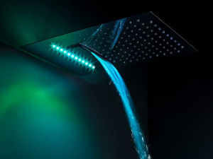 JETTO - Wall-mounted overhead shower with anti-lime system with chromotherapy _ Tender rain